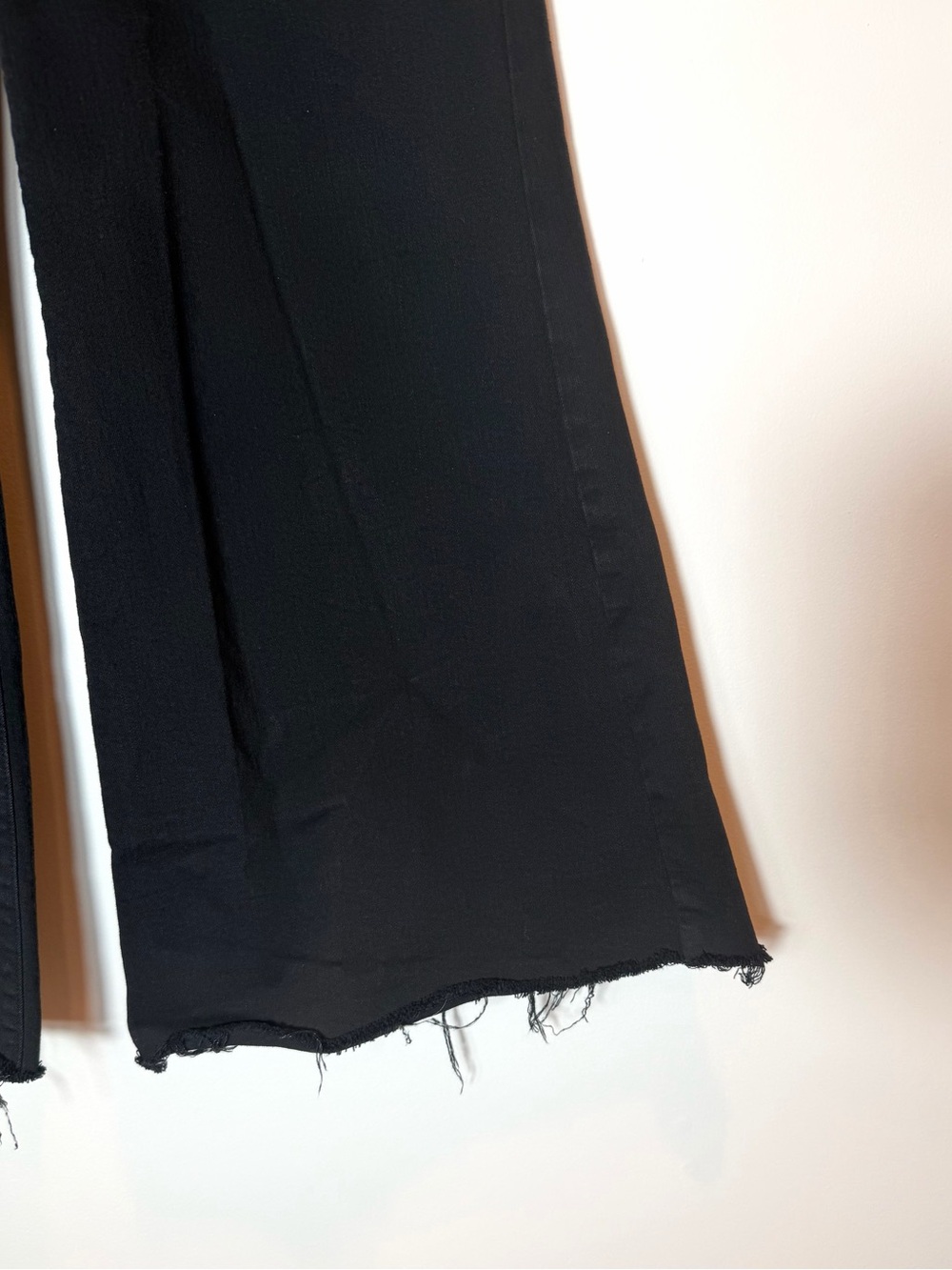 FRAME Le Palazzo Crop Film Noir Black Wide Leg Raw Hem Jeans Size 30 - Picture 3 of 13